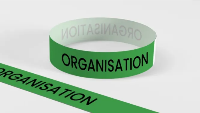 Bracelet papier Tyvek pré-imprimé "Organisation"